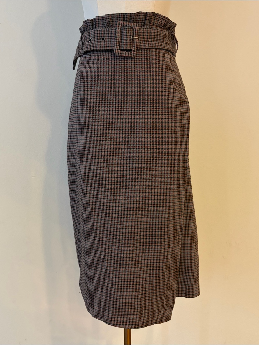 NWT VILA Houndstooth High Waist Midi Wrap Skirt 40